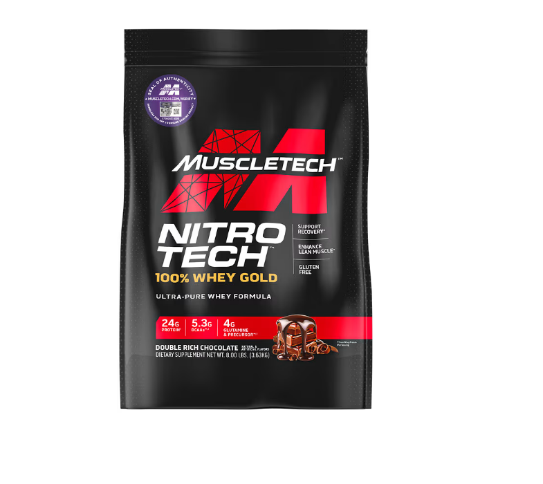 MuscleTech, Nitro Tech, 100% Whey Gold, Double Rich Chocolate, 8 lbs