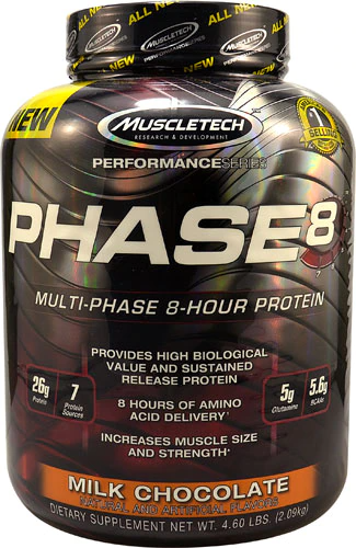 MuscleTech Phase 8™ Multi-Phase 8-Hour Protein Milk Chocolate -- 4.4 lbs